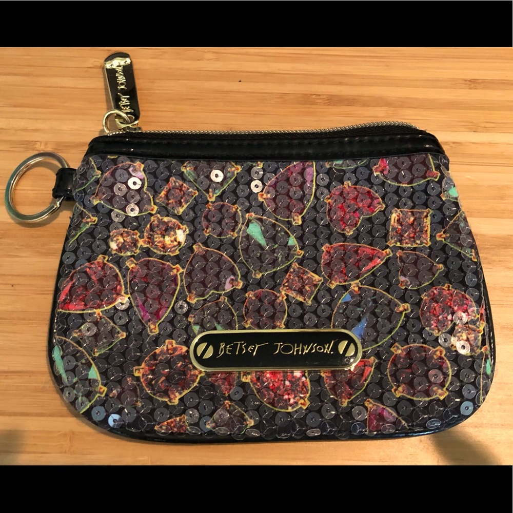 Betsey Johnson gems jewels sequined clutch purse